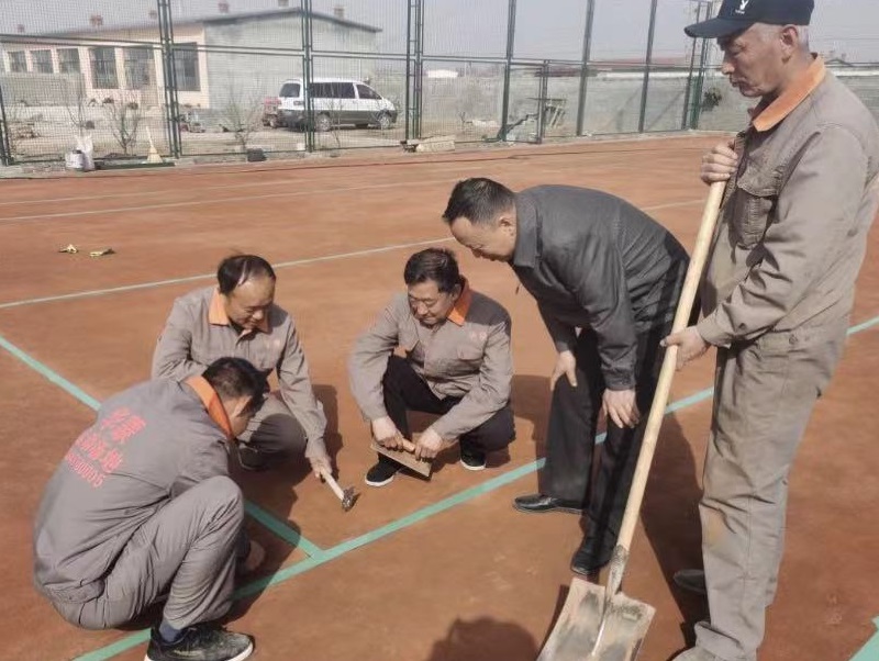 紅土球場現場施工圖
